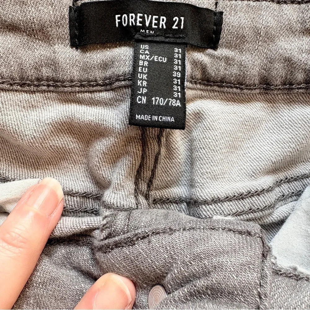 Slim Fit‎ Gray Denim Jeans Forever 21 Casual Streetwear Size 31 Moto